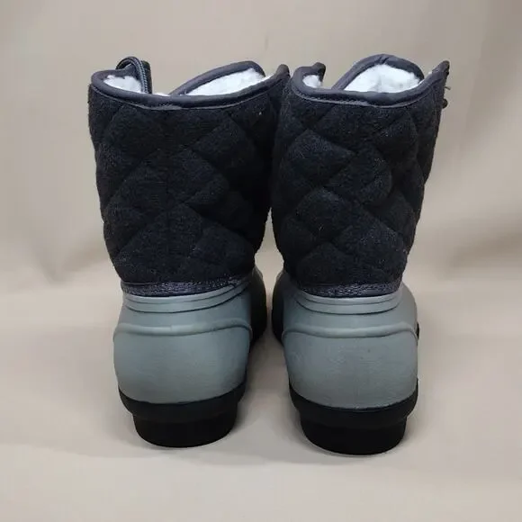 Sociology Gray Black Winter Outdoor Faux Fur Lined Rubber Weather Boots - Picture 3 of 8